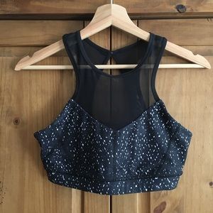 Lululemon Black Speckled Mesh Keyhole Sports Bra